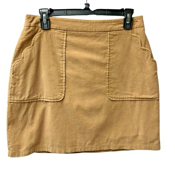 Lauren‎ James Scallop Pockets Corduroy Skirt Light Brown Size Medium Lined - Picture 1 of 8